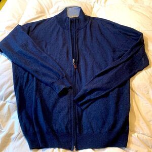 FIUME, Italian made cardigan double zippered men’s sweater, XXL , size 54